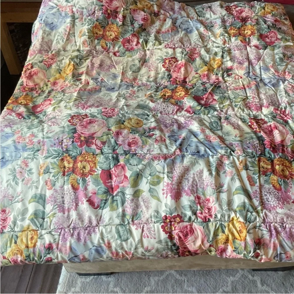 Vintage Ralph Lauren Allison floral king comforter 100% cotton blanket rare